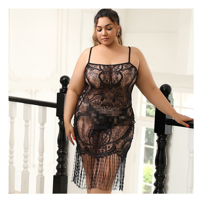 Plus Size Women lace suspendersnight gowns sexy lingerie 3