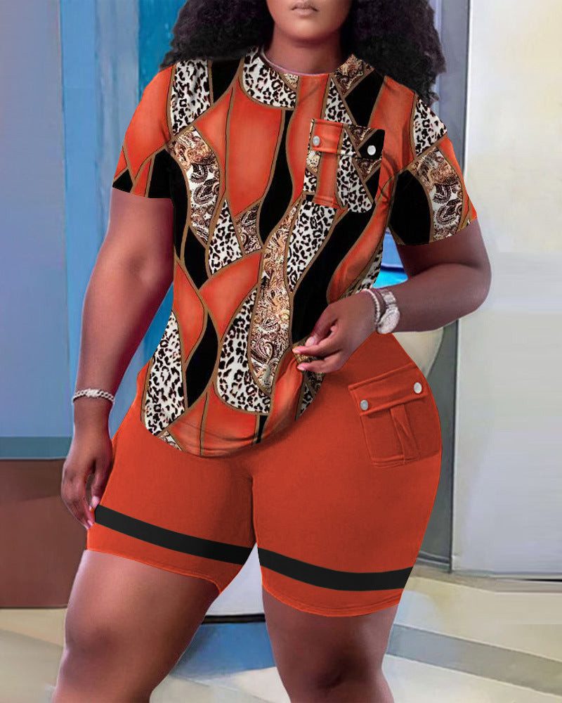 Women's Fashion Casual Print Home Pocket Set 23