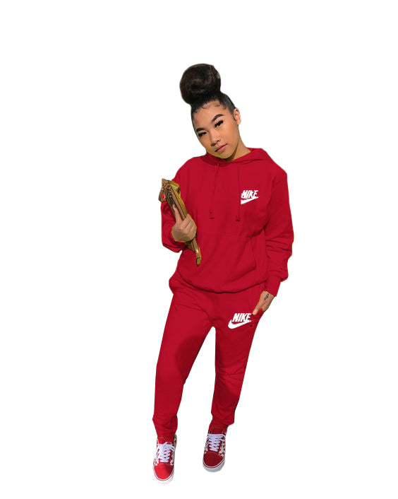 Women's Fashion Casual Embroidered Hooded Two-Piece Pants Set 3