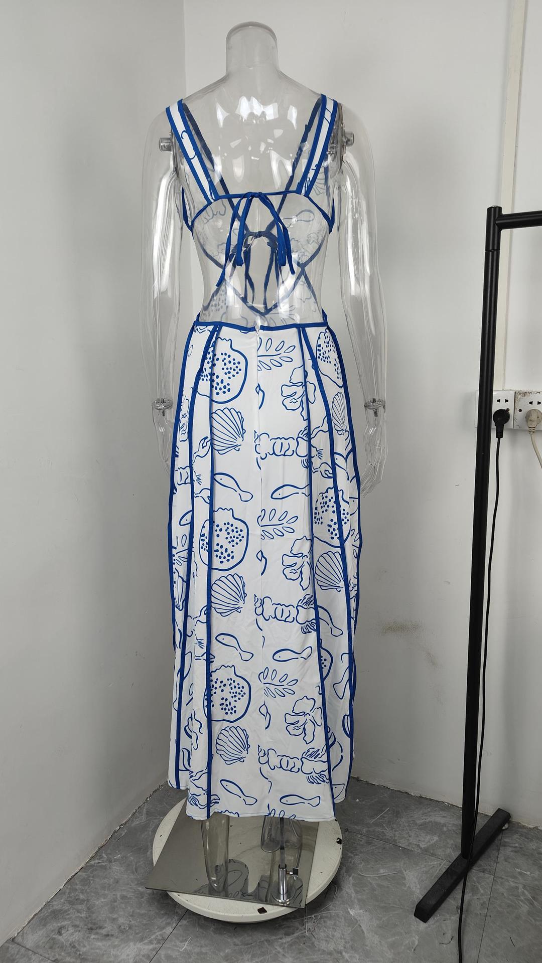 Women French style printed casual lace sexy dress 10