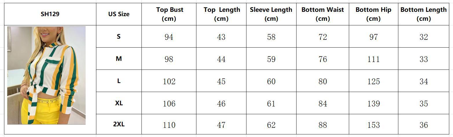 Women's Striped Digital Print Lace-Up Short Turndown Collar Shirt Shorts Two-Piece Set 5