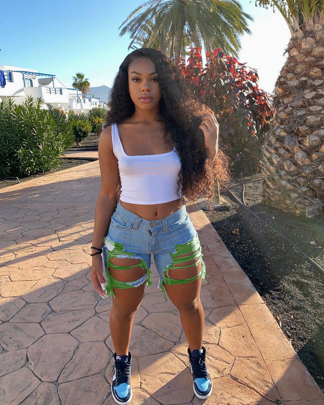 Women Spring and Summer Ripped Denim Shorts 3