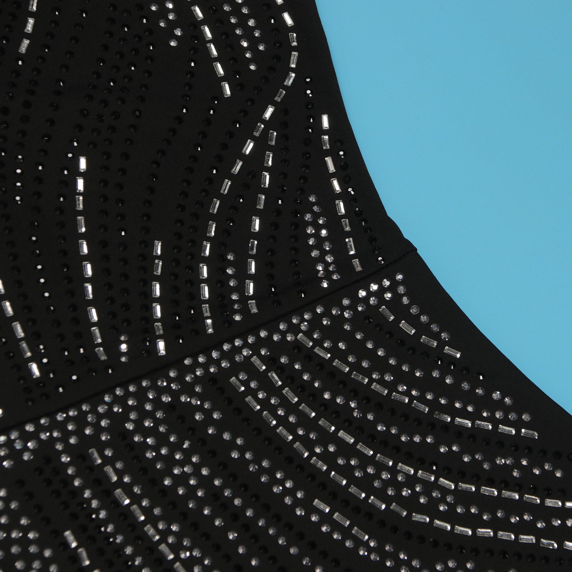 Women Elastic Beaded Sleeveless Slash Shoulder Slit Bodycon Dress 15