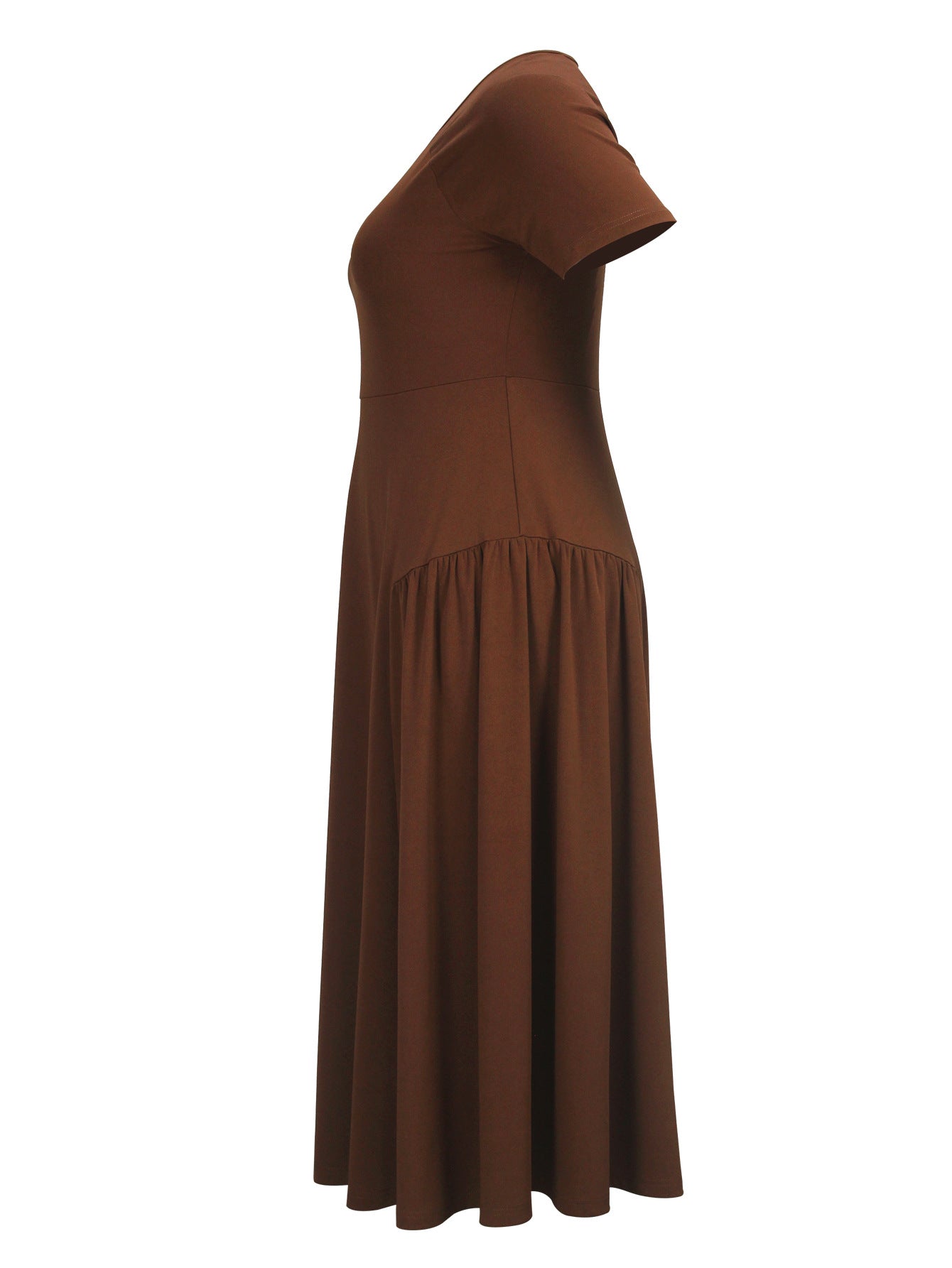 Spring Summer Women's Fashion Elegant Short Sleeve Slim Waist A-Line Plus Size Dress 10