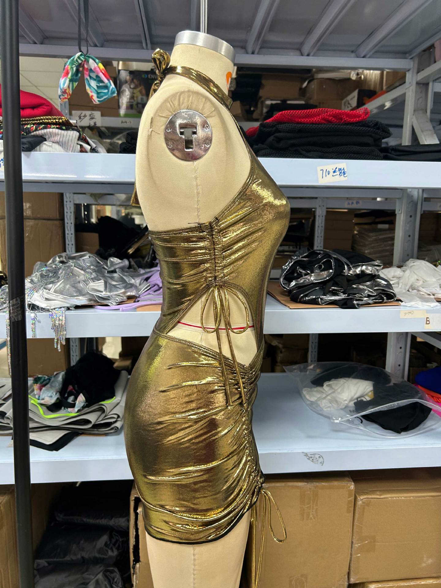 Women's Summer Glossy Sexy One Piece Bodysuit High Waist Drawstring Bodycon Skirt Two Piece Set 8