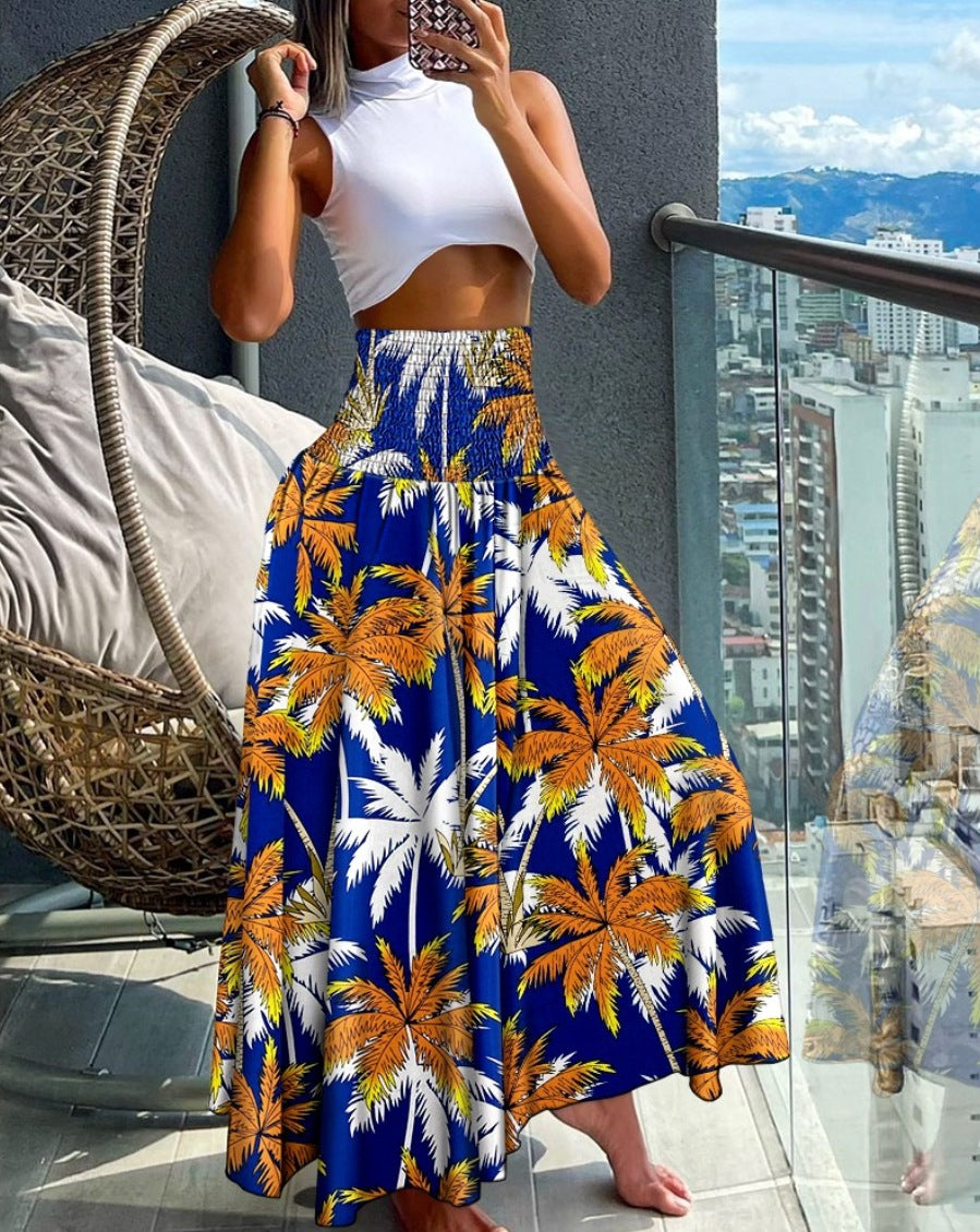 Summer Fashion High Waist Printed Women's Long Skirts 11
