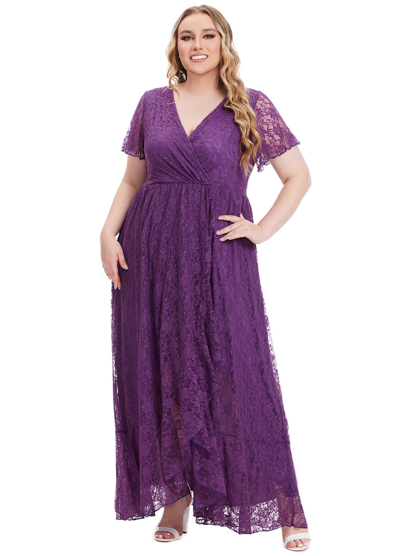 Plus Size Women's Evening Dress Lace Bridesmaid Dress 15
