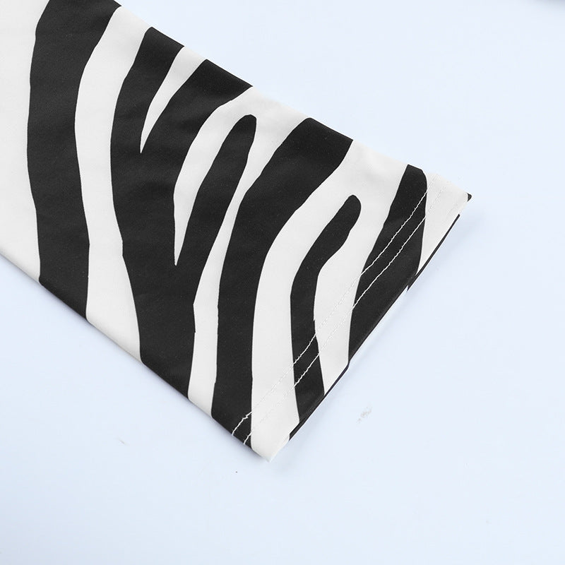 Women Sexy Backless Animal Print Long-Sleeved Bodycon Dress 12