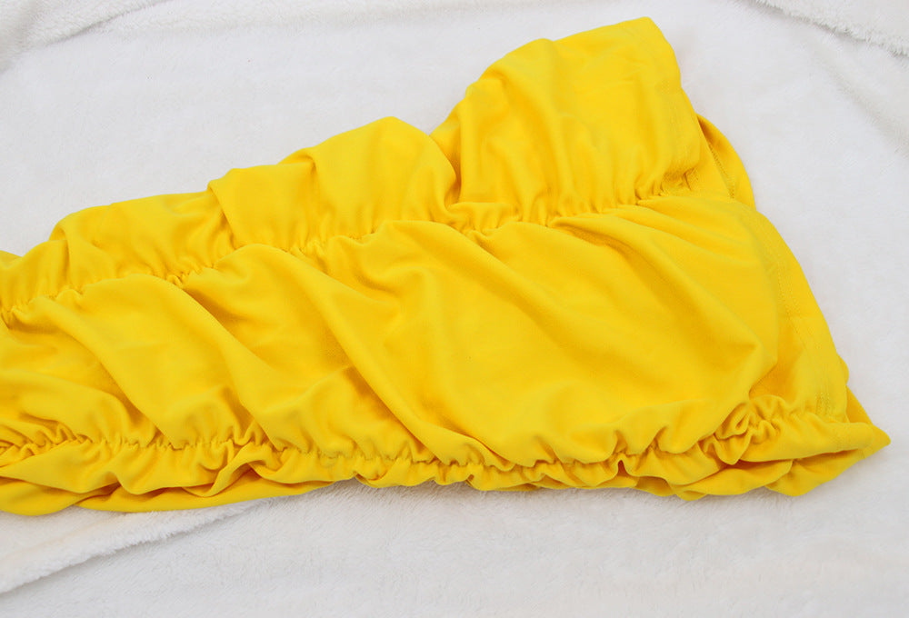 Women Long Sleeve Solid Pleated Off Shoulder Sexy Top and Pant Two-piece Set 22