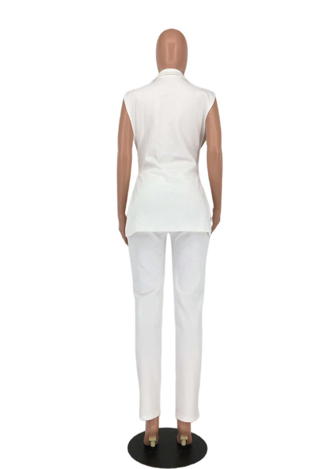 Women Casual Sleeveless Blazer and Pants Two Piece Set 9