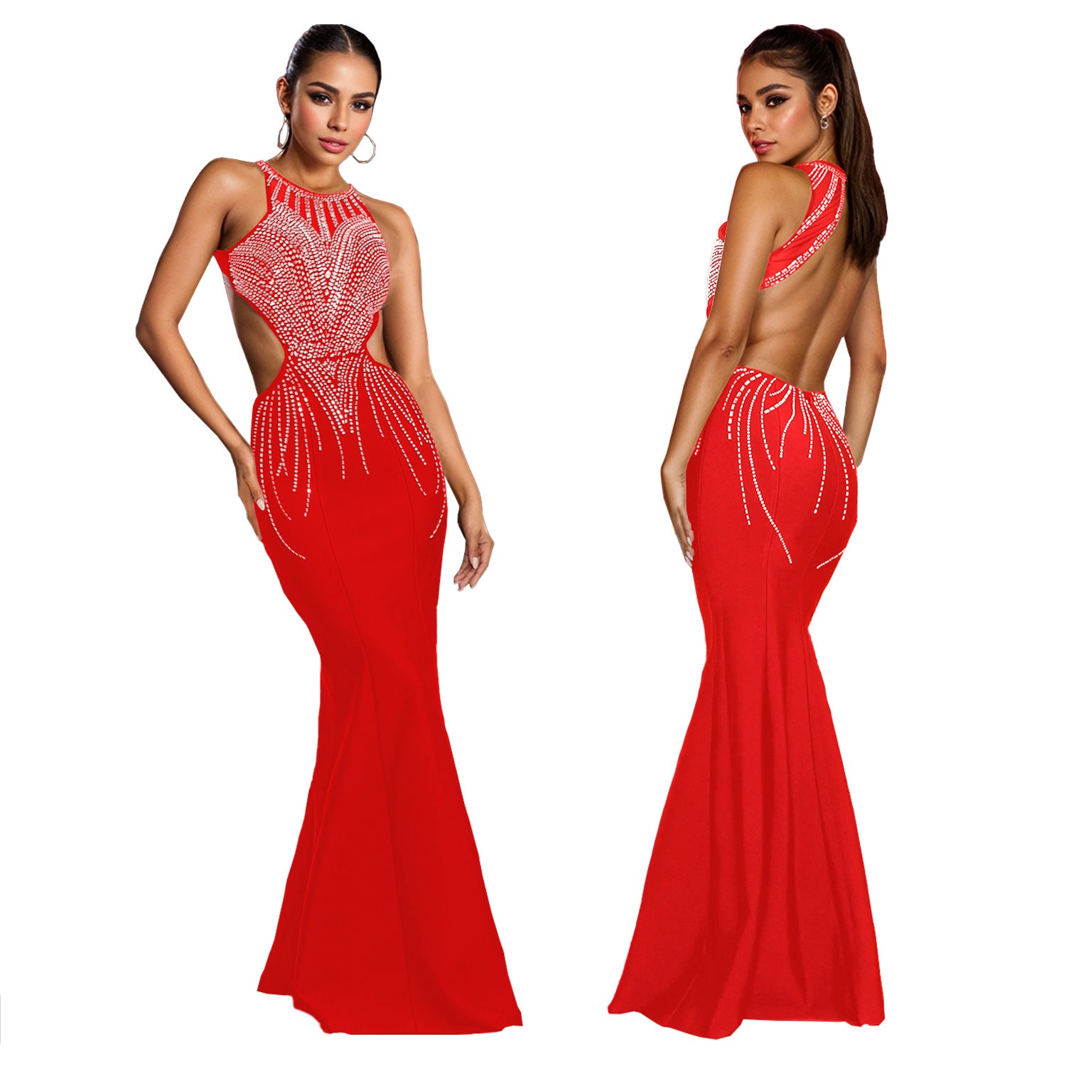 Women fishtail Beaded dress 5