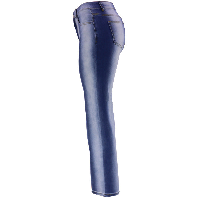 Retro Gradient Color Bell Bottom Denim Pants Women's Slim Fit Butt Lift Jeans 11