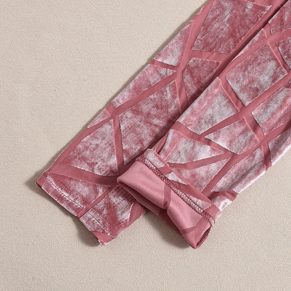 Spring Fashionable Round Neck Long Sleeve Flocking Sexy Bodycon Dress 12