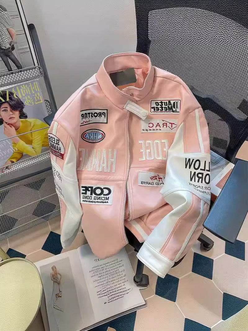 Embroidery Baseball Leather Jacket Men And Women Autumn And Winter Loose Handsome Coat 7