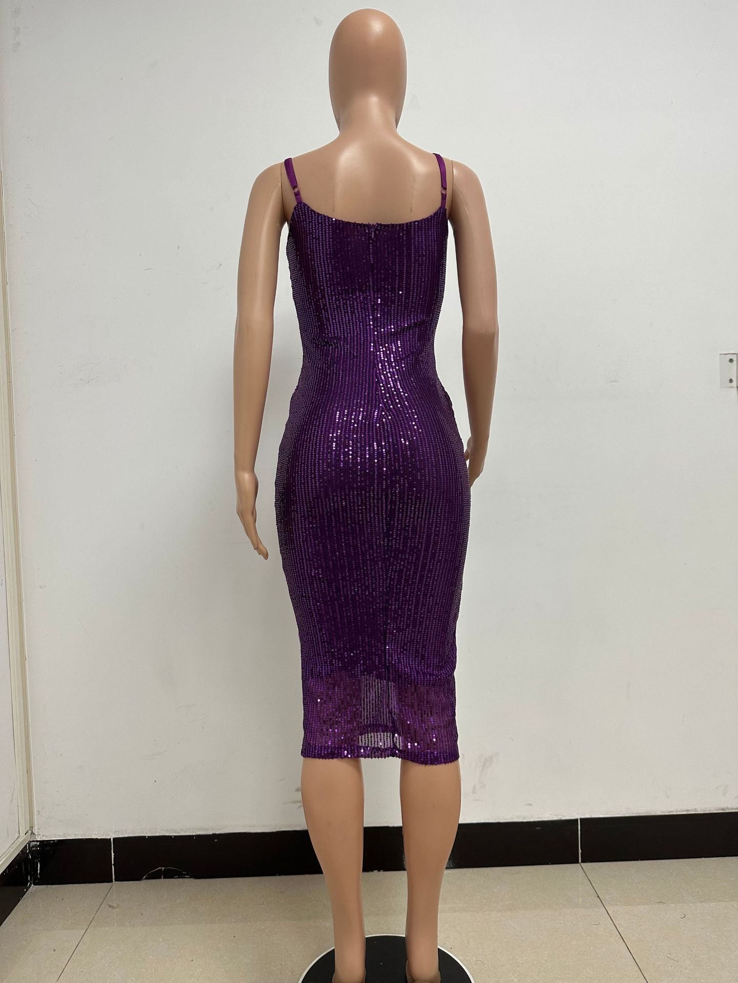 Summer Women's Sleeveless Low Back Straps Sequin Party Dress 58