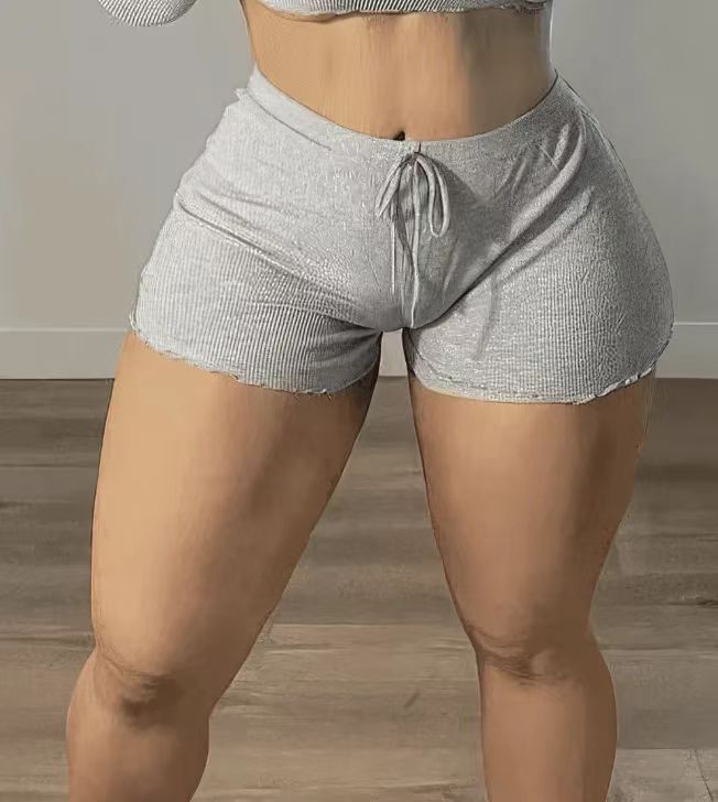 Women Spring and Summer Ribbed Ruffle Hot Shorts 3