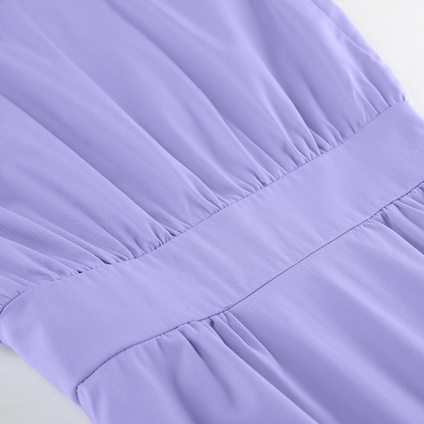 Women Summer Sexy Purple Elegant Sleeveless Halter Neck Dress 18