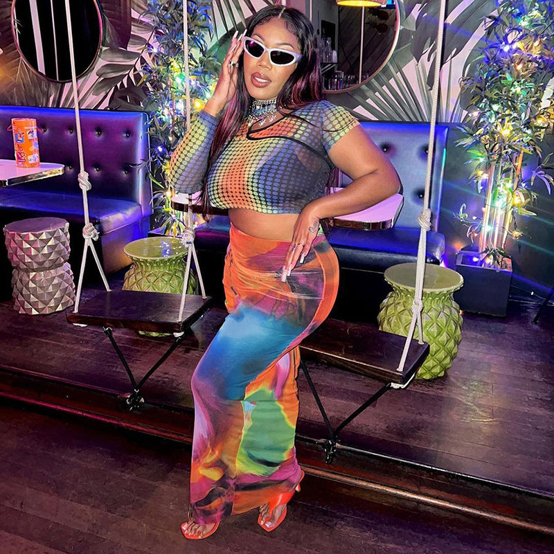 Women's Summer Casual Painted Print Slim Bodycon Maxi Skirt 5