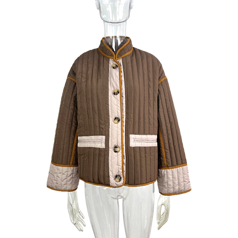 Women Fashion Contrast Color Long Sleeve Jacket 18