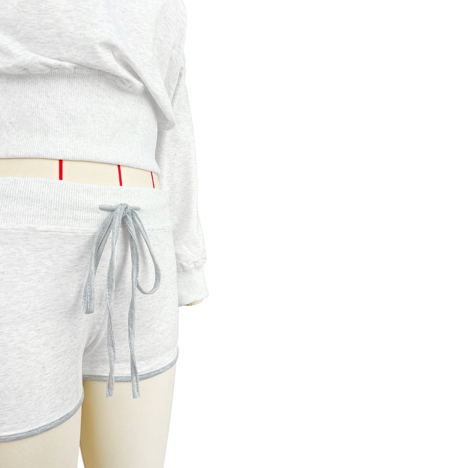 Women's Casual Slash Shoulder Long Sleeve Top Drawstring Shorts Two-Piece Set 27