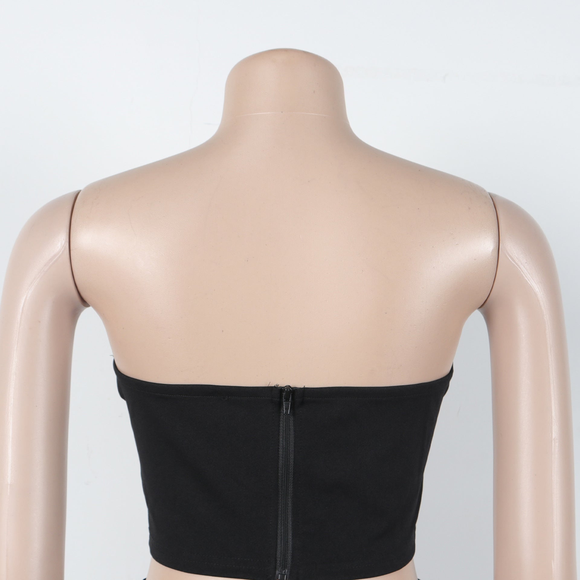 Women elegant elastic metal buckle decorated V-neck Top and Pants two-piece set 45