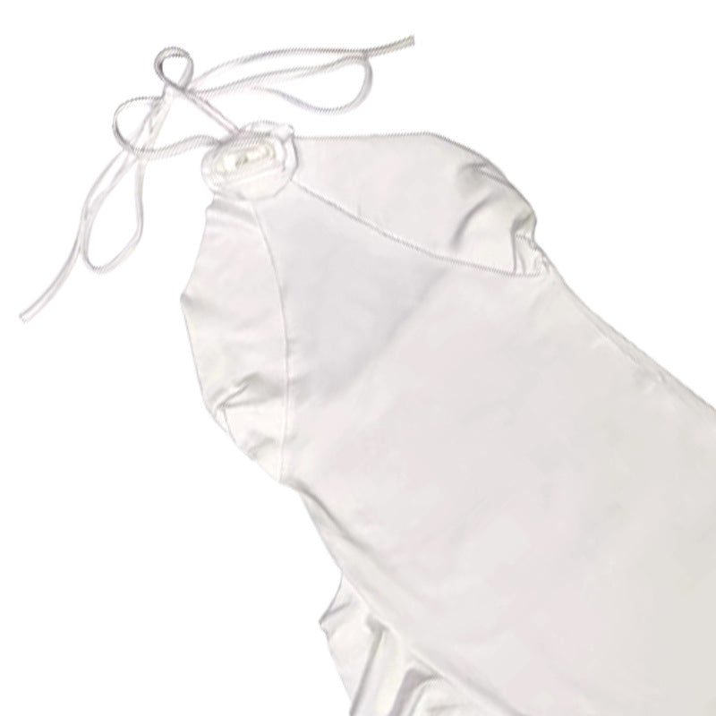 Women Sexy Halter Neck Flower Slit Dress 13