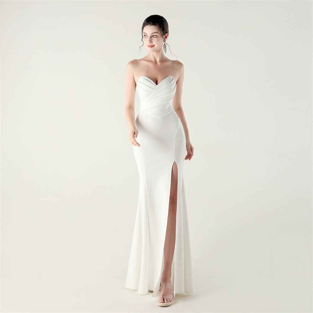 Women Wrap-chested Sweetheart Neck Cross Lace-Up Formal Party Evening Dress 20