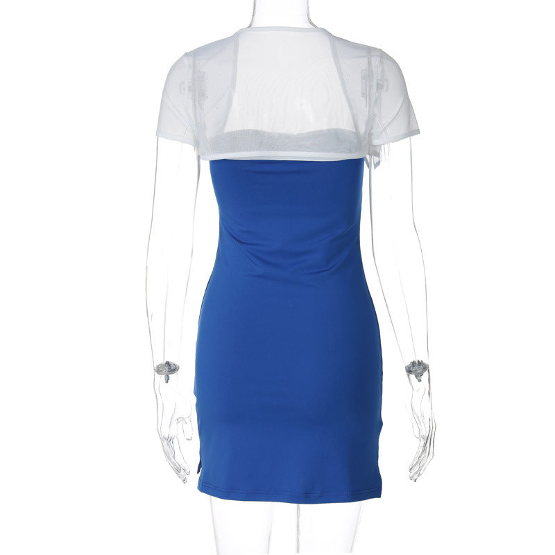 Women Summer Sexy Short Sleeve Top and Printed Dress Two-piece Set 10