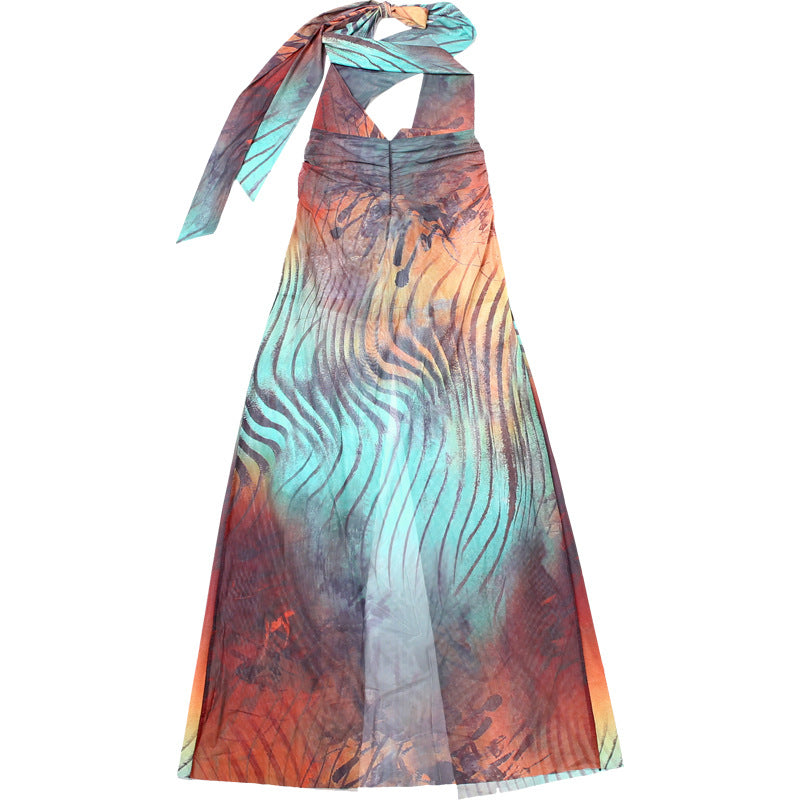 Women Spring Summer Sexy Sleeveless Halter Neck Backless Dress 7