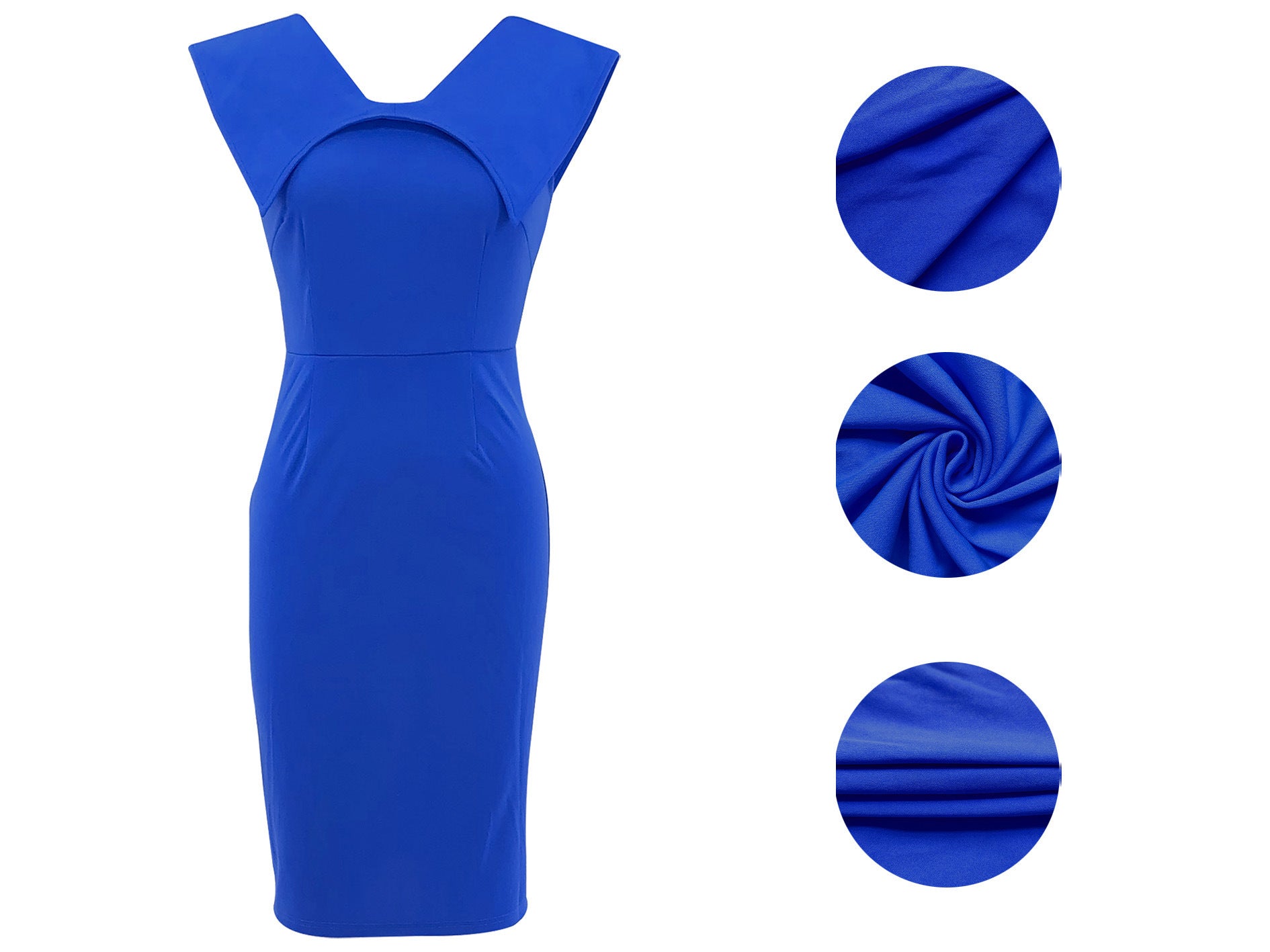 Women's Office Dress Sleeveless Square Neck Back Zipper Slit Dress 13