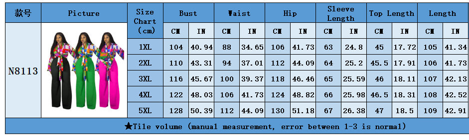 Plus-Size Women Fall Printed Bell Bottom-Sleeve Top and Wide-Leg Pants Two-Piece Set 8