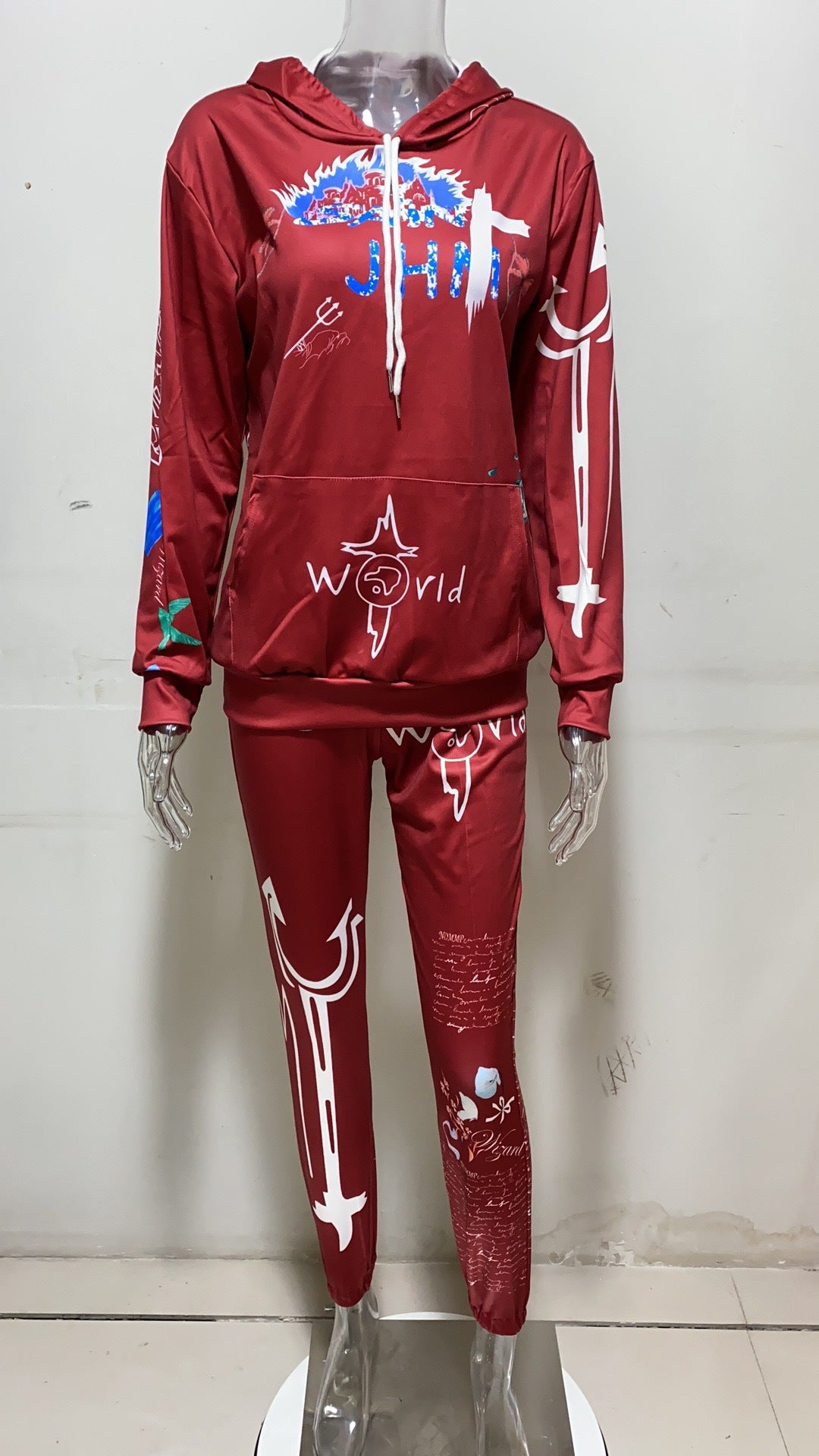 Autumn And Winter Women's Letter Print Casual Two-Piece Hoodies Sweatpants Two Piece Set 27