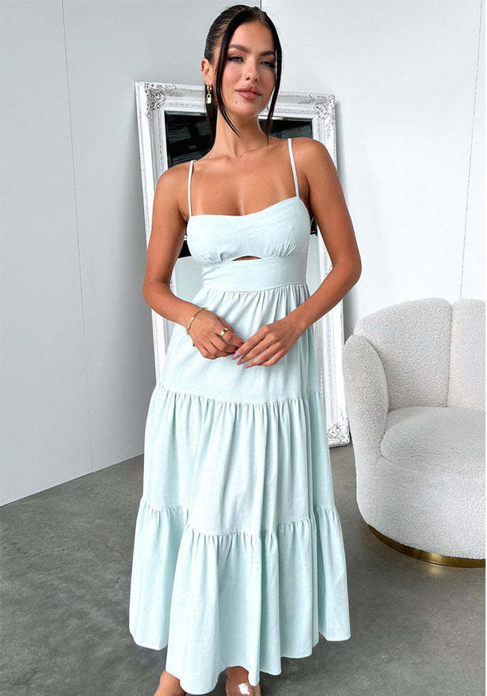 Women Summer Sling Soid Dress