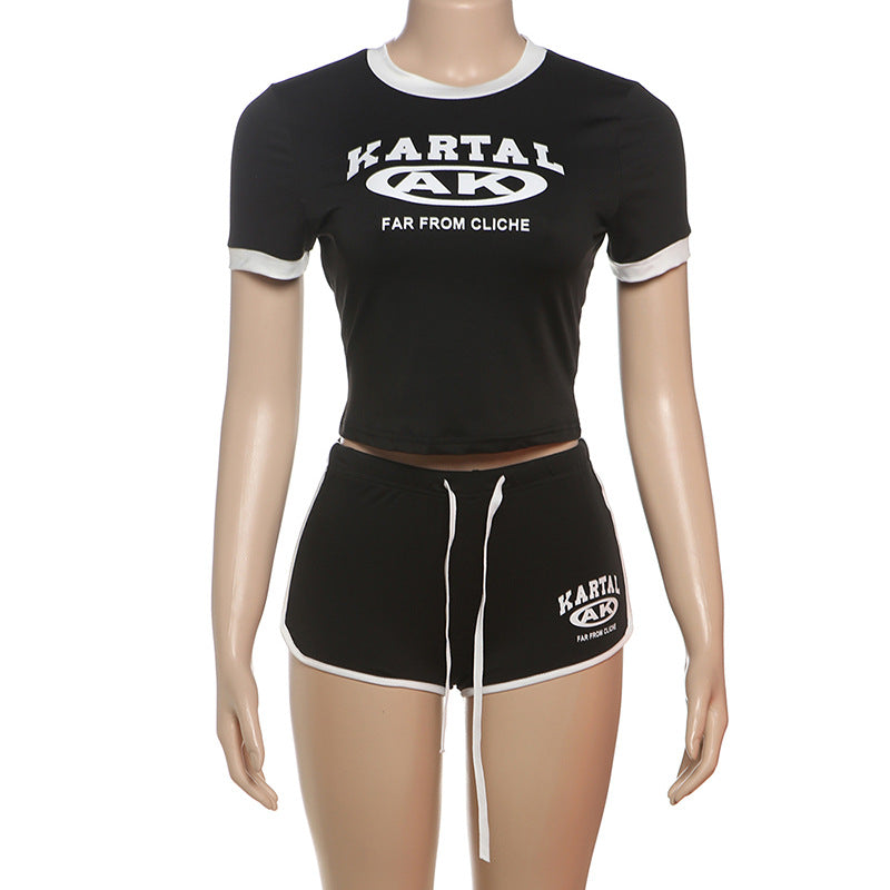 Women Style printed Crop Top and shorts two-piece set 17