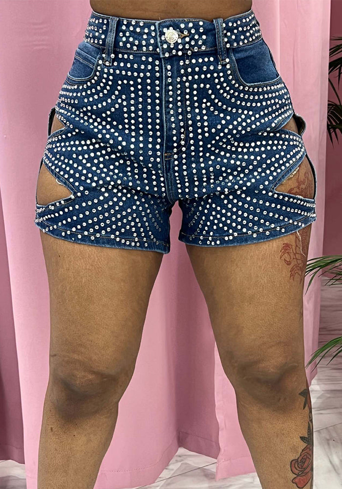 Women's Summer Beaded Ripped Washed Tight Fitting Sexy Stretch Denim Pants 4