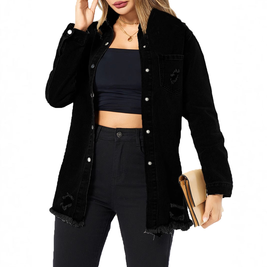 Women Casual Fall/Winter Long Sleeve Denim Jacket 8