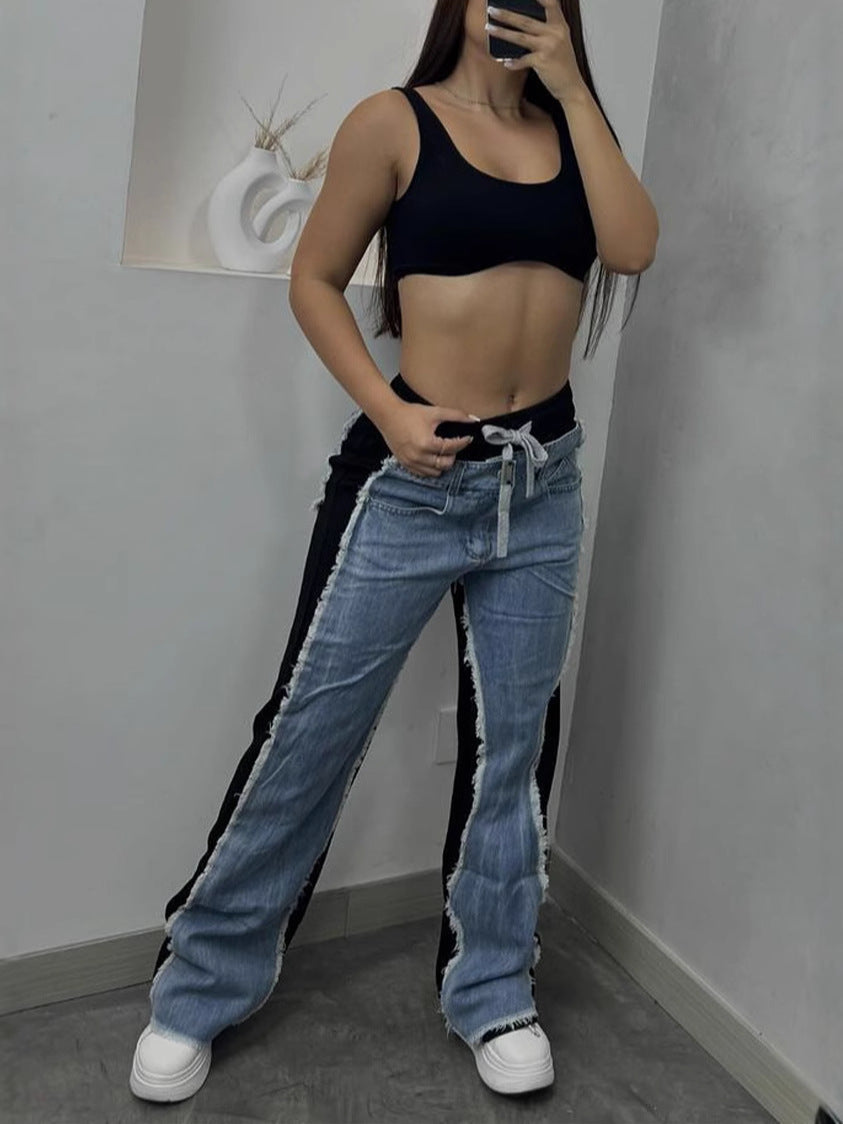 Women Style Patchwork Denim Pants 6