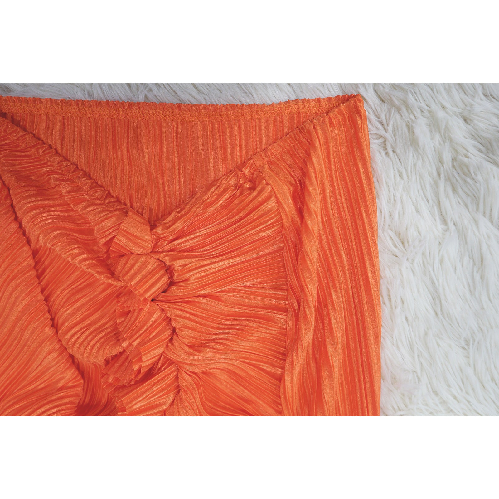 Pleated Sexy Low Back Camisole Top Split Pleated Skirt Set 20