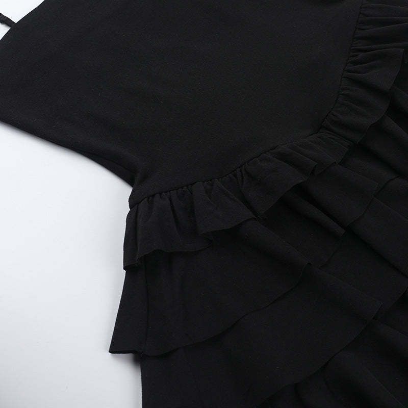 Strap ruffle sexy Low Back women summer Ruffle short dress 12