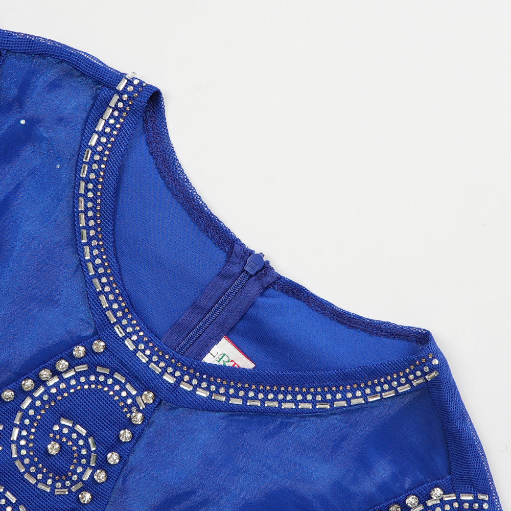 Plus Size African Women Beaded Puff Sleeve Bodycon Dress 18