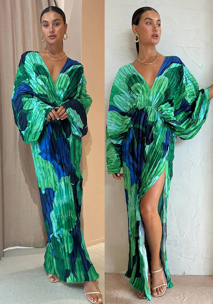 Spring Summer Casual Loose Holidays Pleated Dress For Women