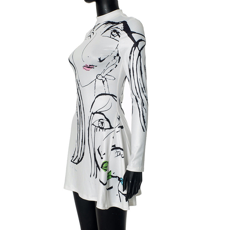 Women's Clothing Printing Casual Long-Sleeved Dress 5