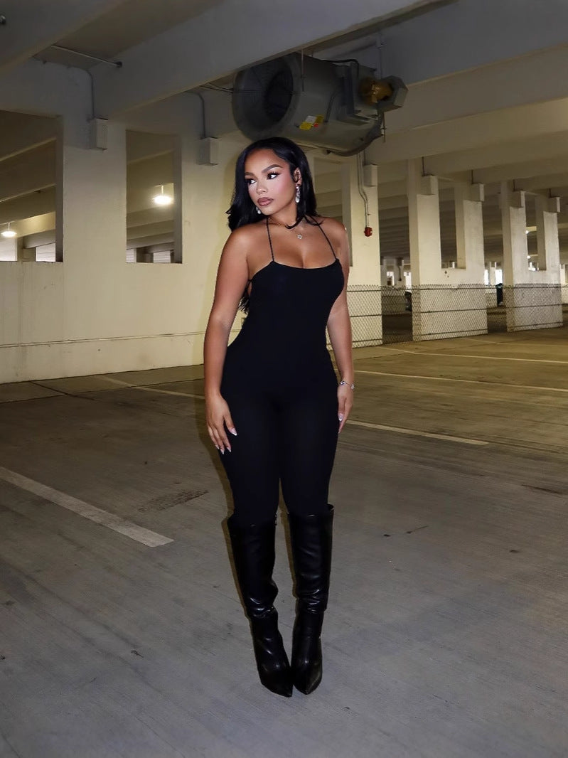 Women summer sexy Solid suspender Backless Strapless Jumpsuit