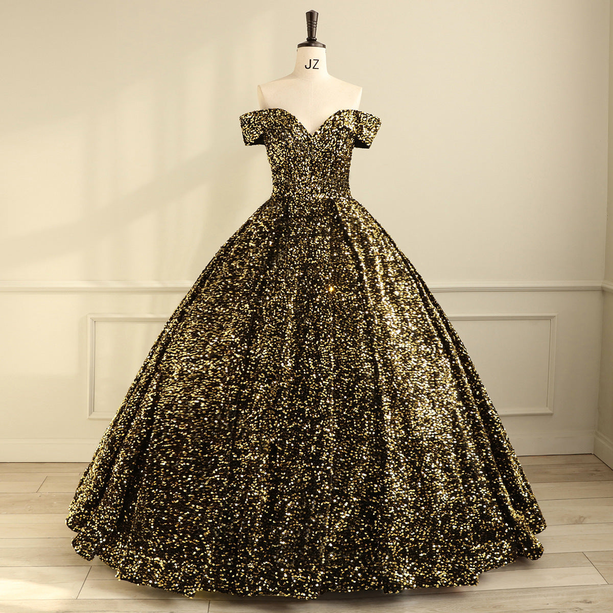 Bride Wedding Dress Women's Sequins Ball Gown Off Shoulder Puffy Evening Dress 14