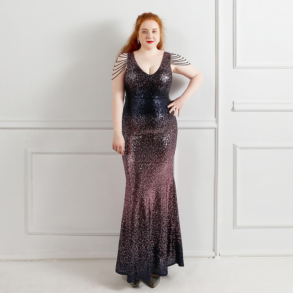 Plus Size Beauty Long Sequin  Formal Party Evening Dress 10