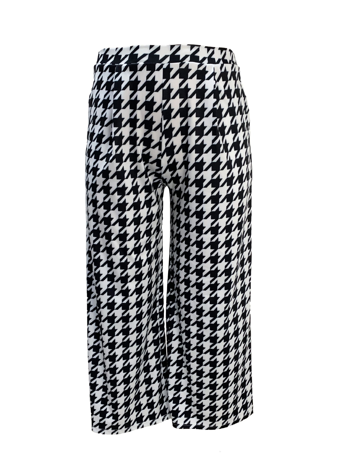 Women's Clothing Autumn And Winter Fashion Houndstooth Plus Size Wide-Leg Pants Women 7