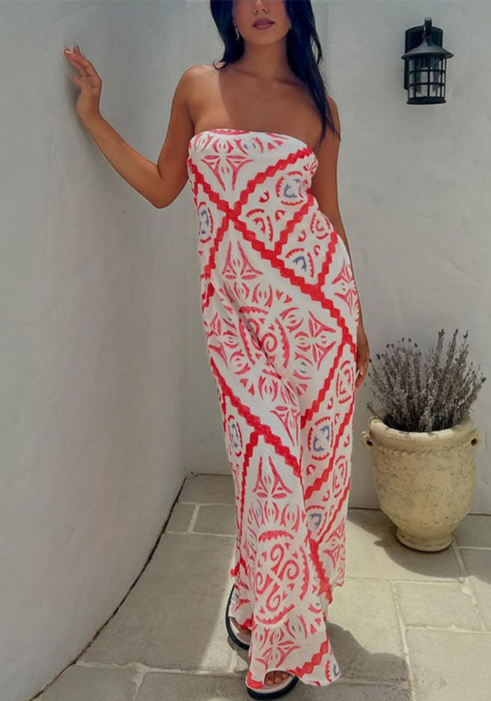 Printed Loose Casual Sexy Beach Vacation Long Dress