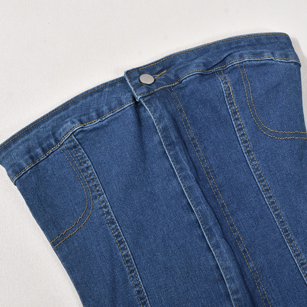 Summer Sexy Strapless Slim Denim Dress For Women 12