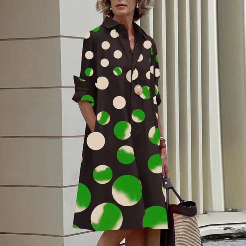 Women Turndwon collar print dress 4