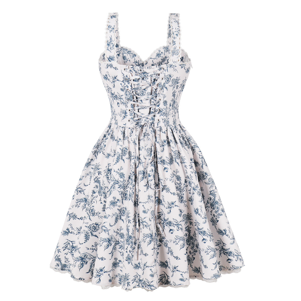 Sexy Floral Print V Neck Strap A-Line Mini Dress 10